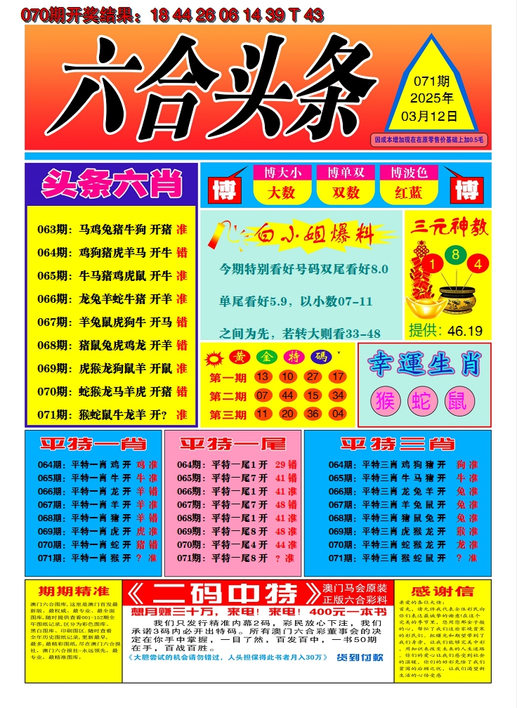 2025071期六合头条A