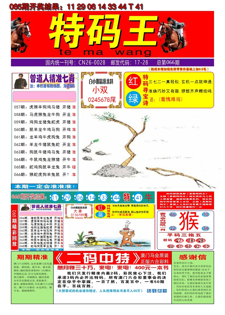 2025066期澳门特码王A