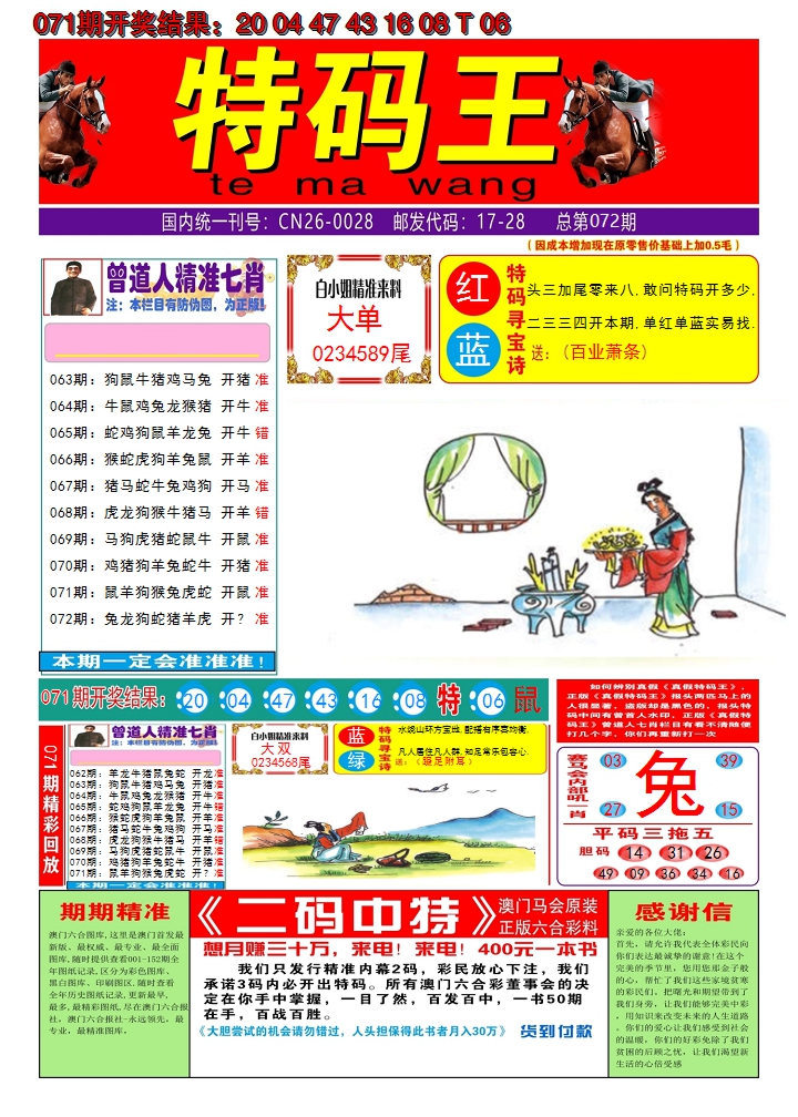 2025072期澳门特码王A