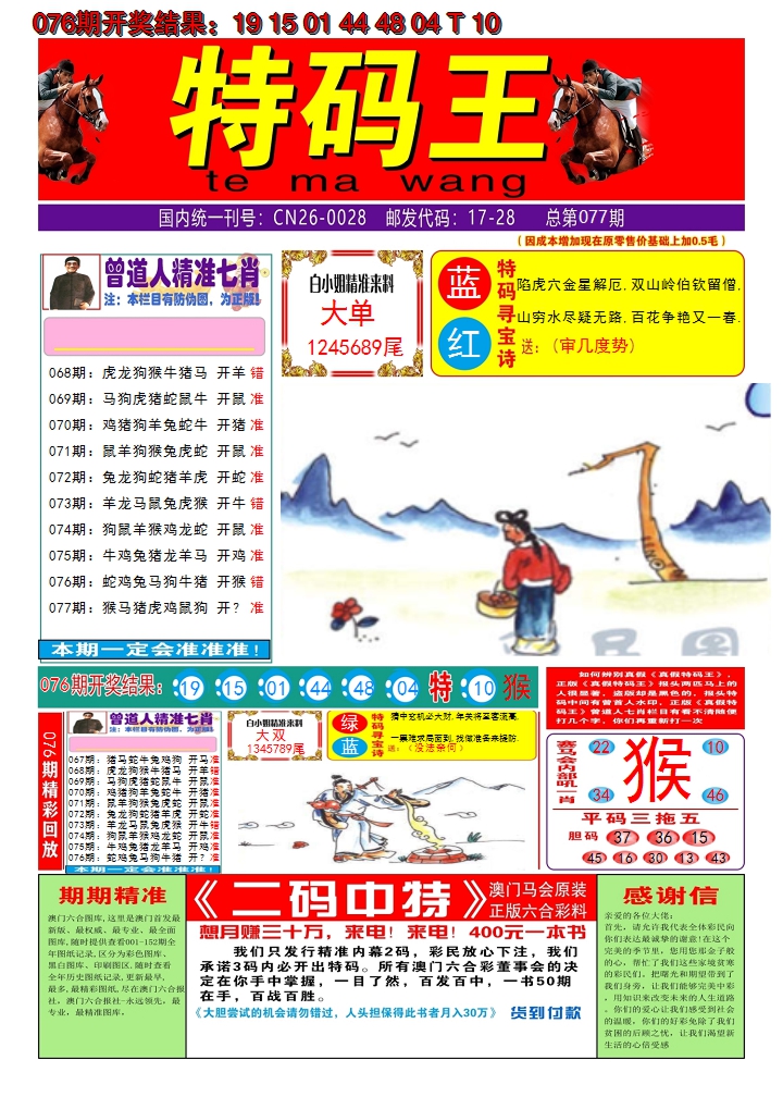 2025077期澳门特码王A