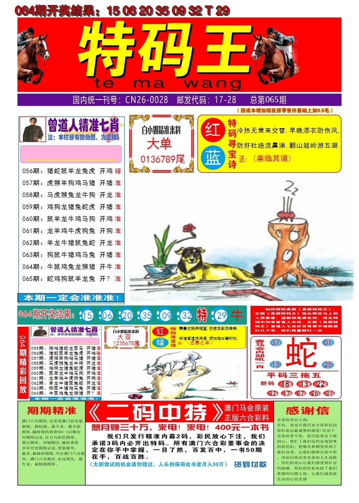 2025065期澳门特码王A