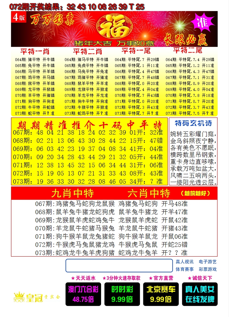 2025073期澳门开门红C