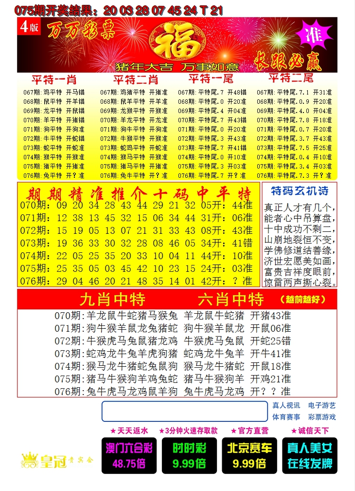 2025076期澳门开门红C