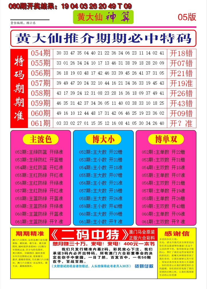 2025061期黄大仙神算D