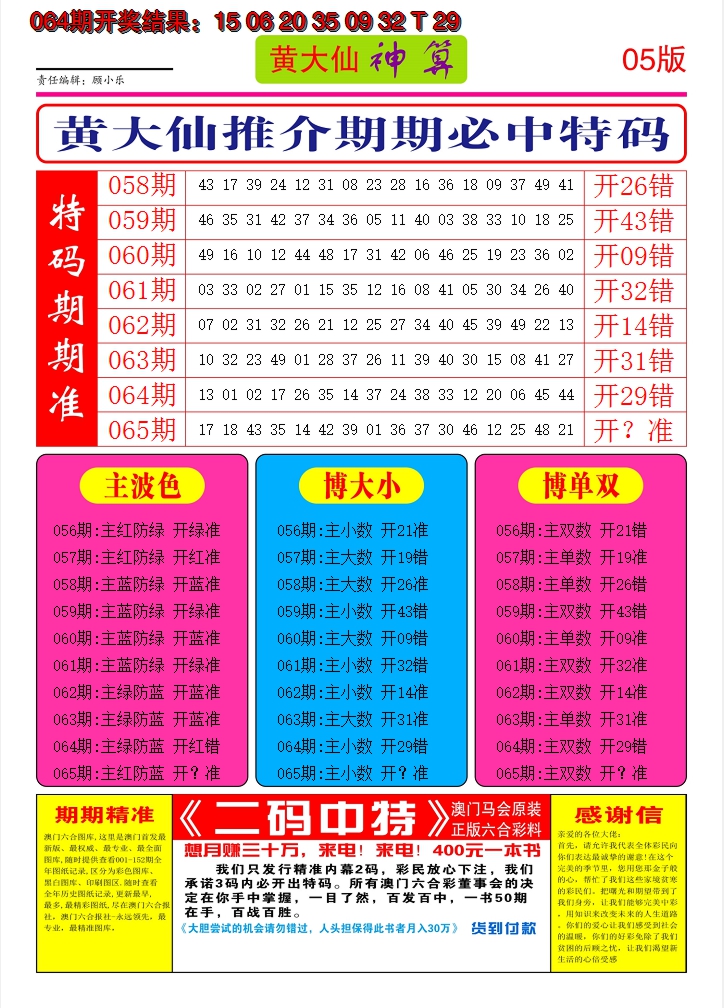 2025065期黄大仙神算D