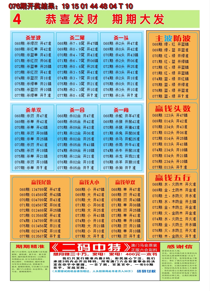 2025077期澳门黄金屋C