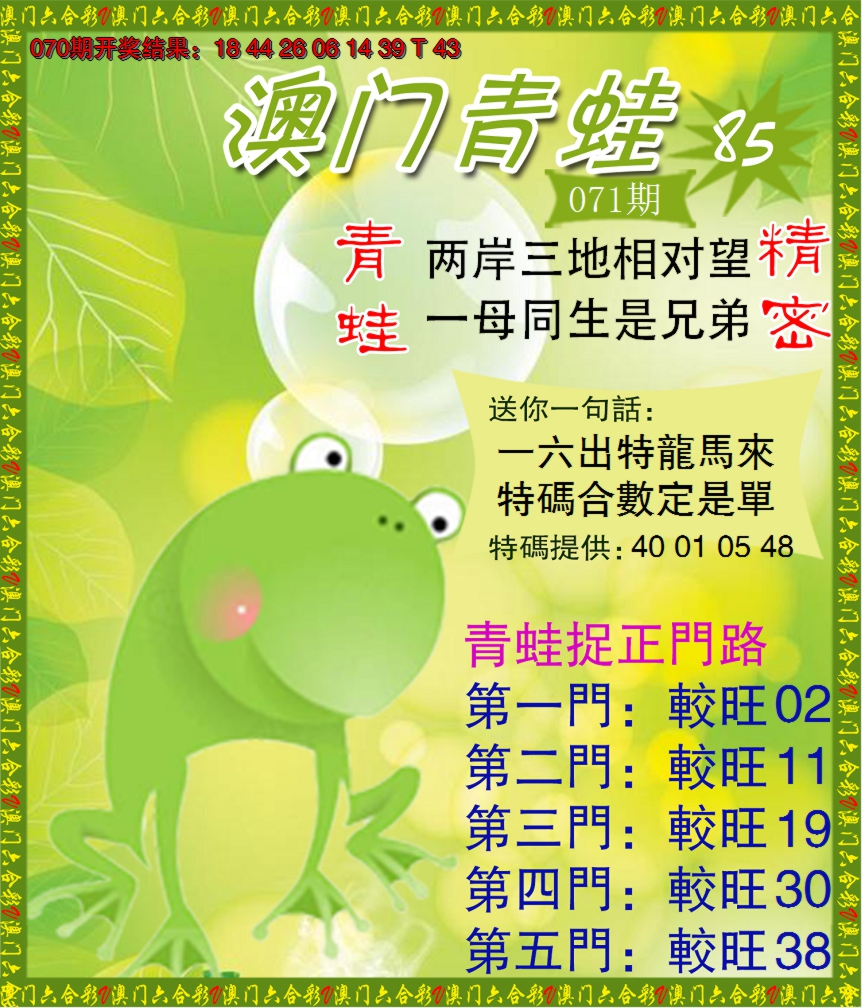2025071期青蛙系列85