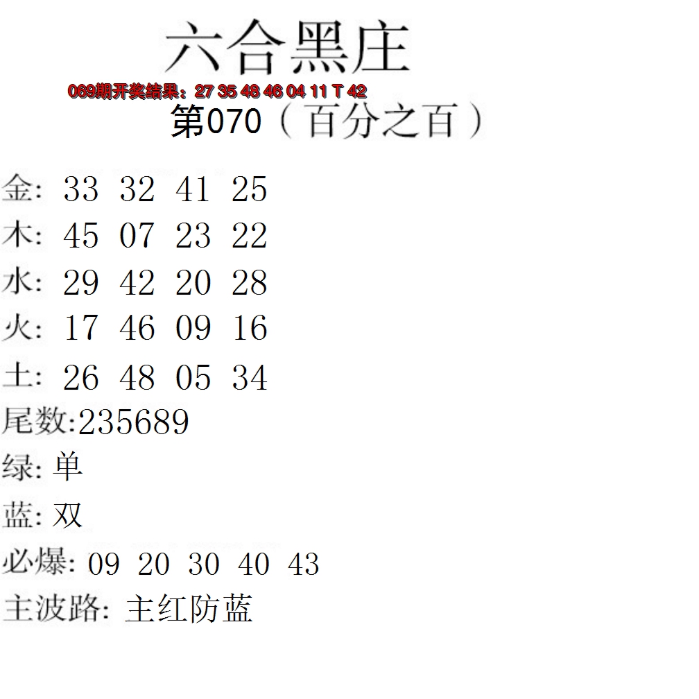 2025070期六合黑庄