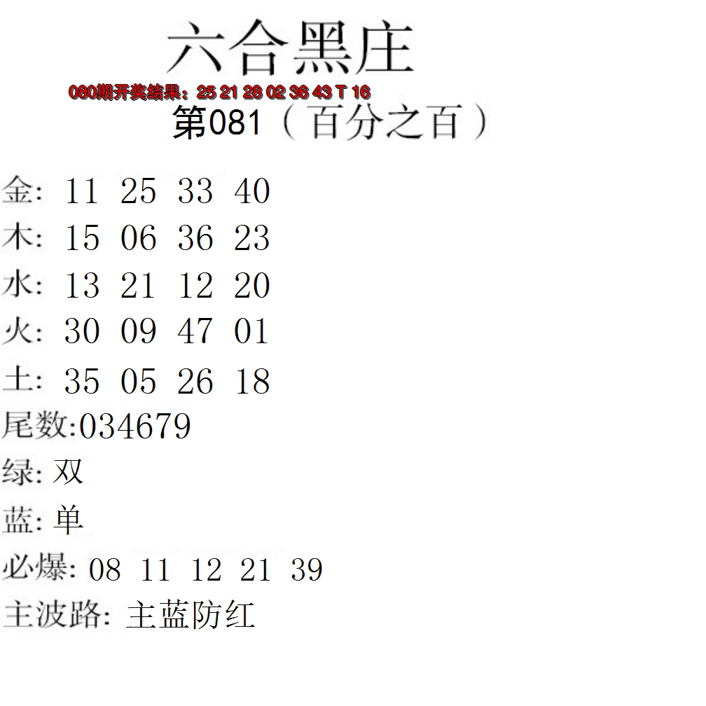 2025081期六合黑庄