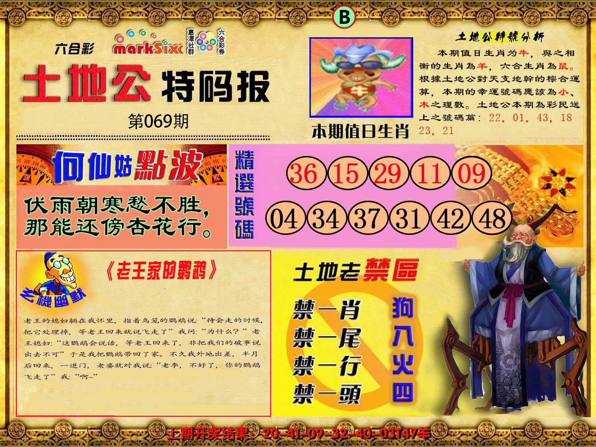2025069期土地公特码报B