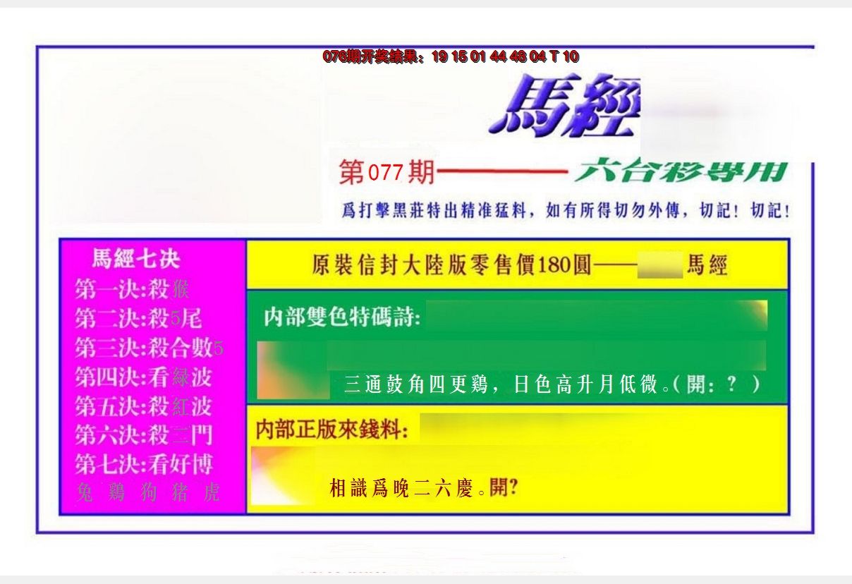 2025077期马经