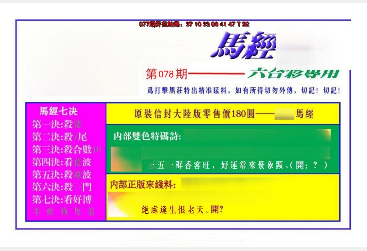 2025078期马经