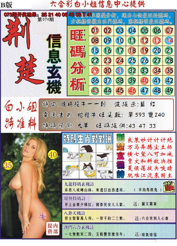 2025074期荆楚信息玄机B