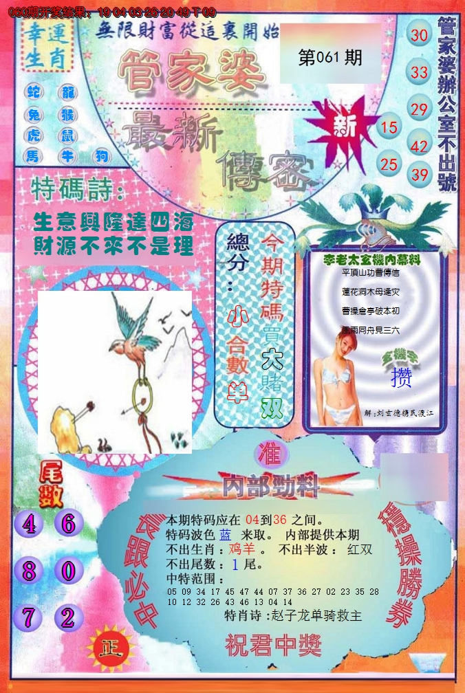 2025061期管家婆新传密