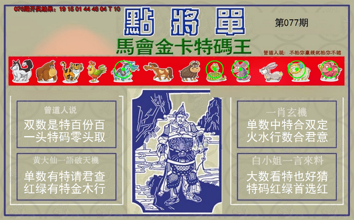 2025077期点将单
