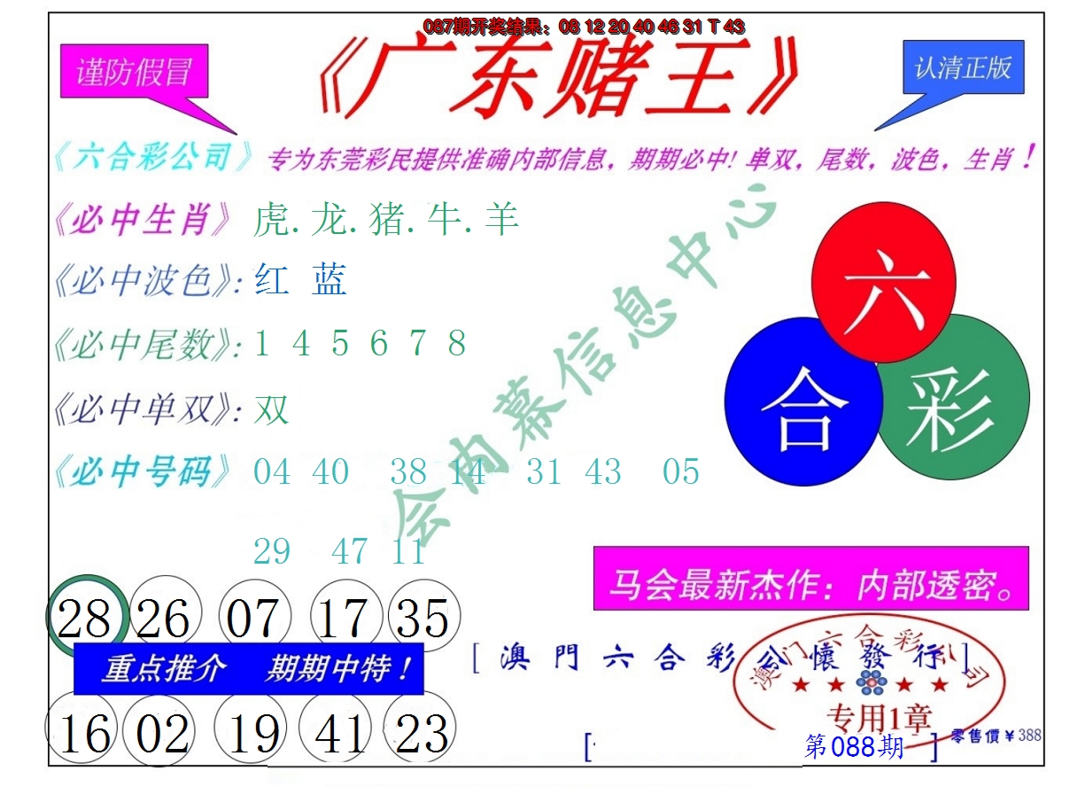 2025088期广东赌王