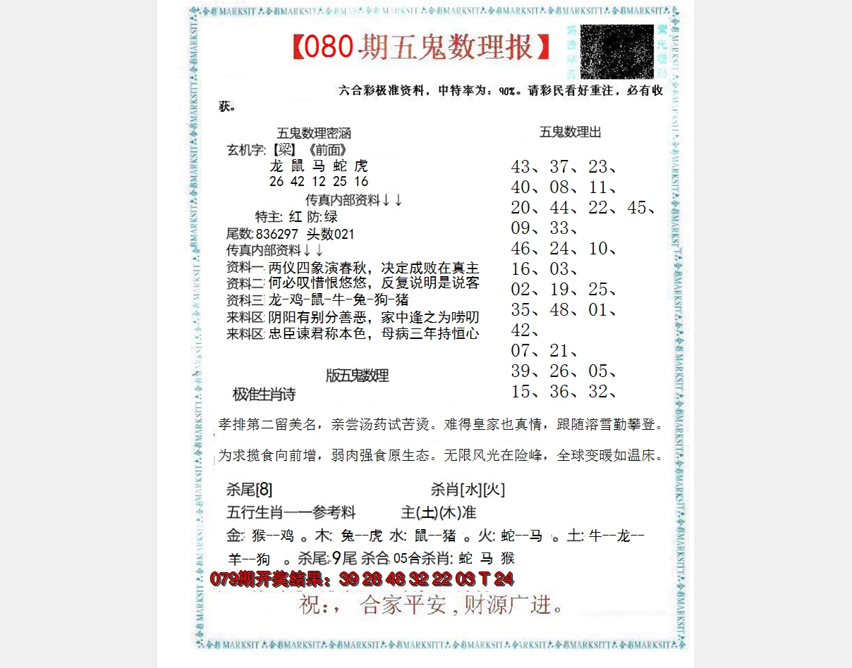 2025080期五鬼数理报
