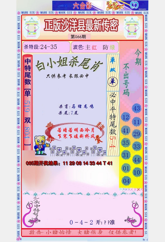 2025066期沙洋县最新传密