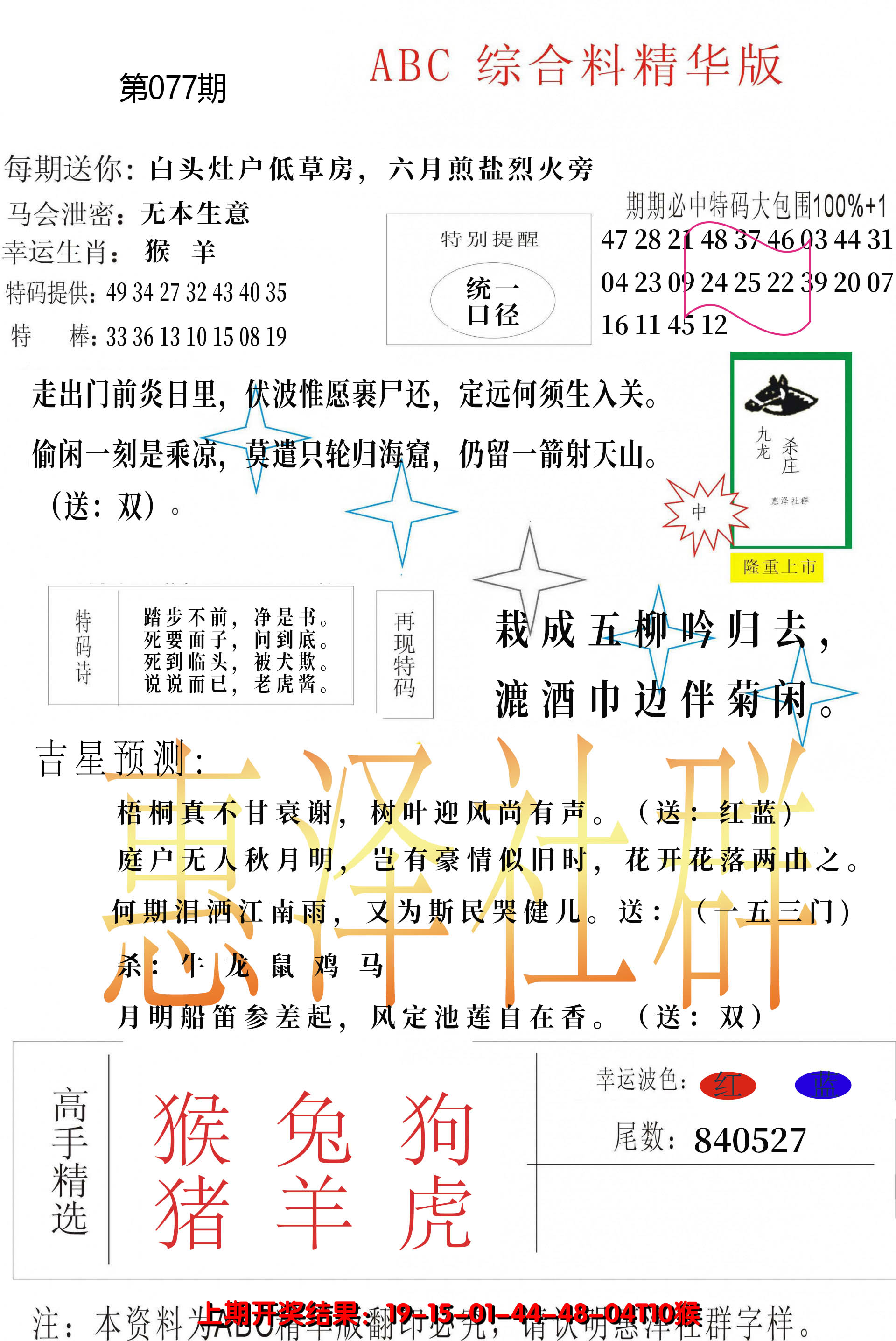 2025077期综合正版资料