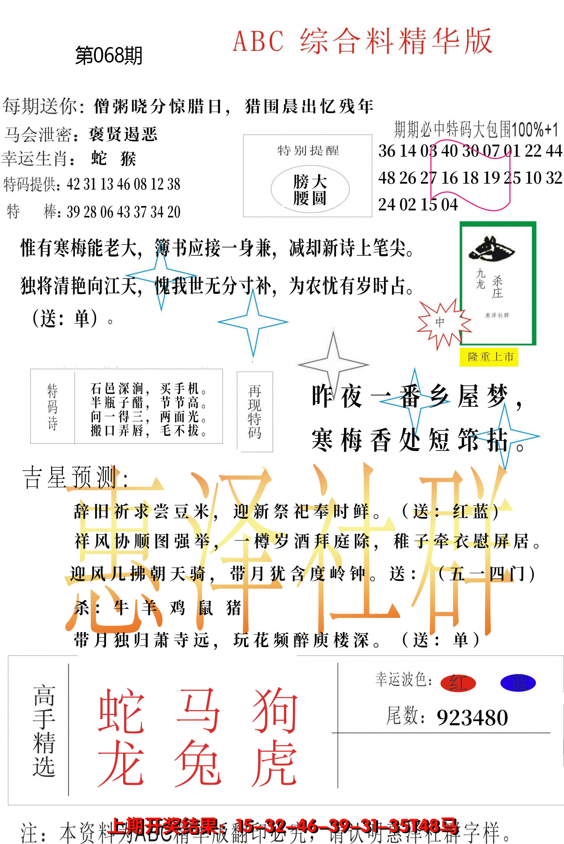 2025068期综合正版资料