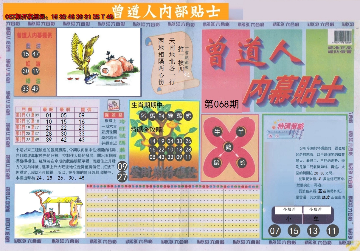 2025068期曾道人内幕贴士A