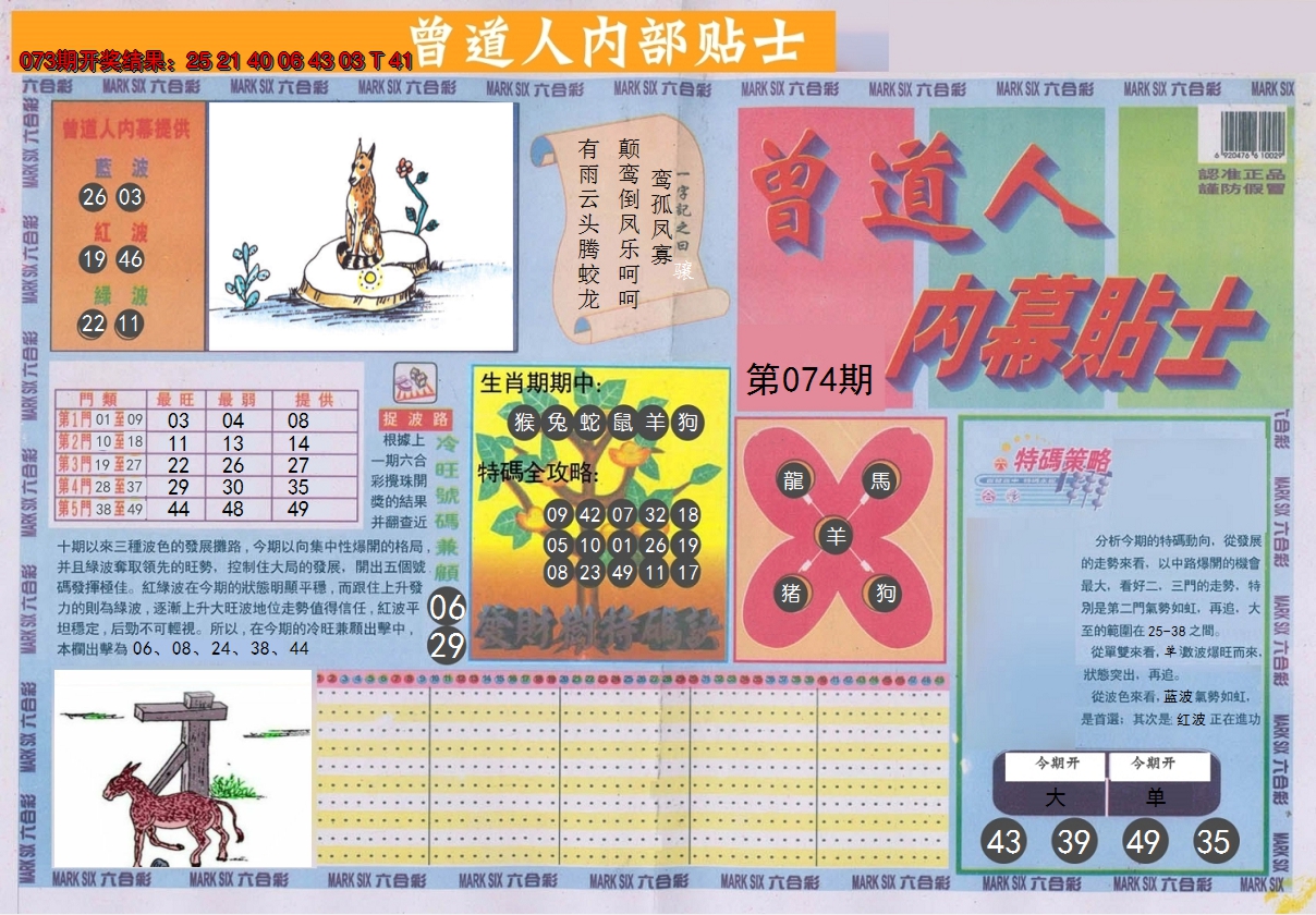 2025074期曾道人内幕贴士A
