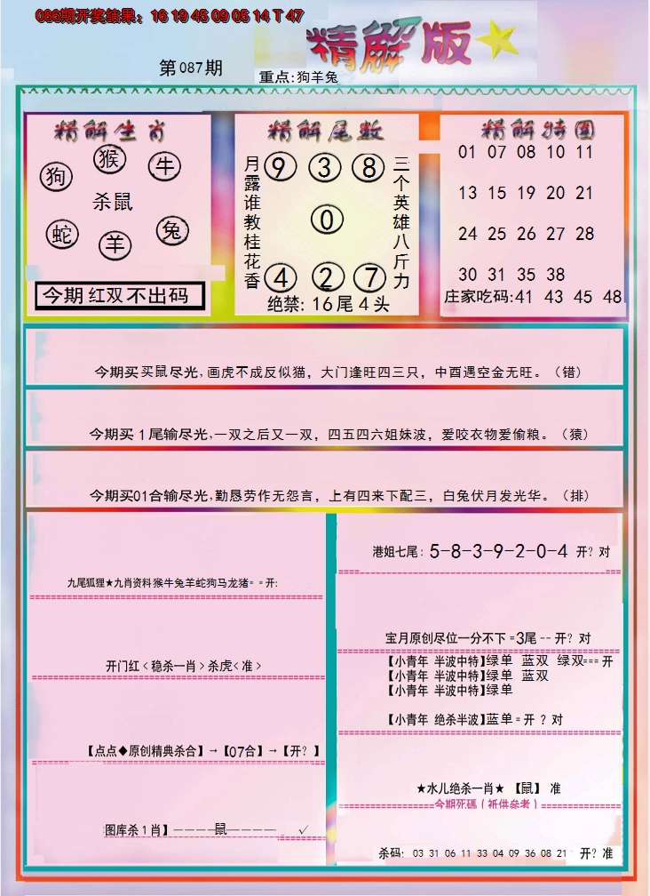 2025087期精解版