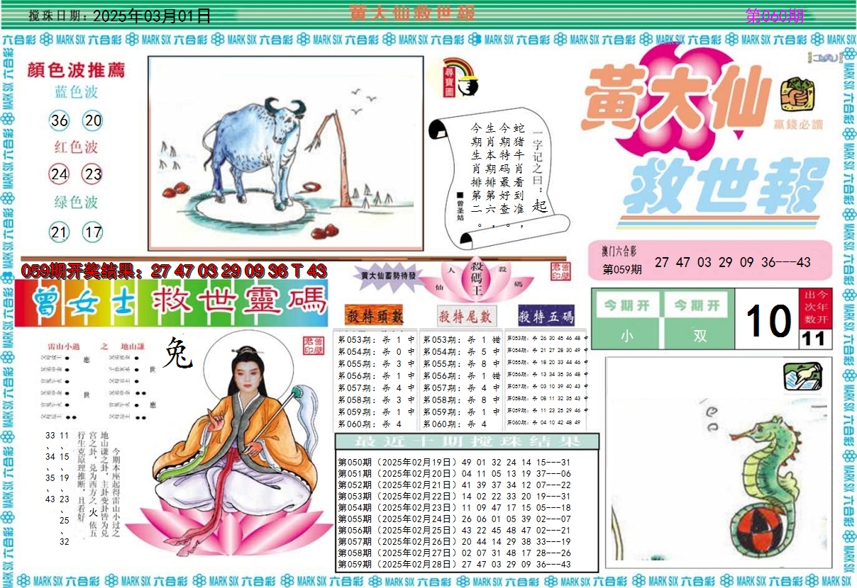 2025060期黄大仙救世A