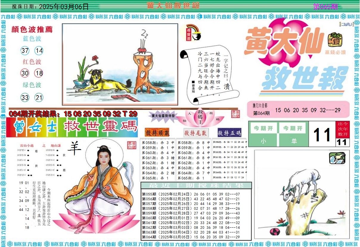 2025065期黄大仙救世A