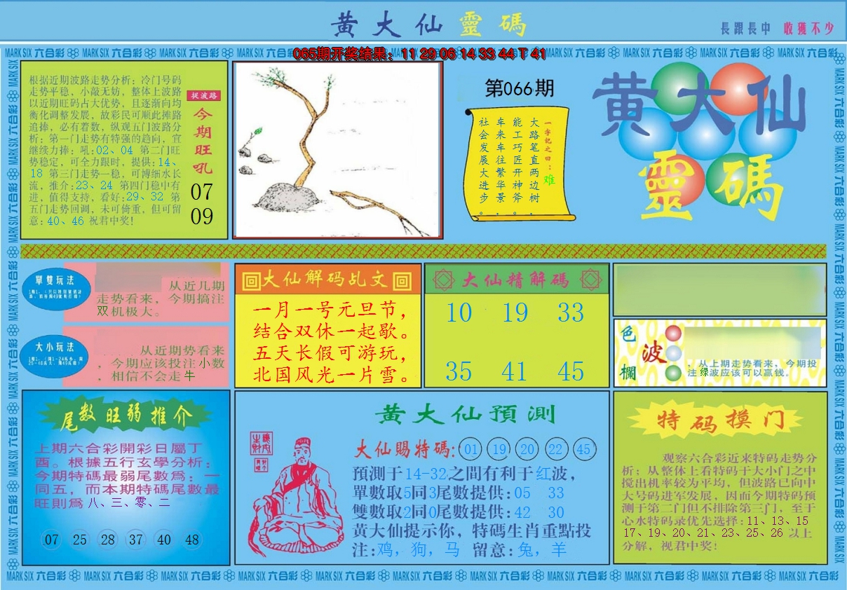 2025066期黄大仙灵码A