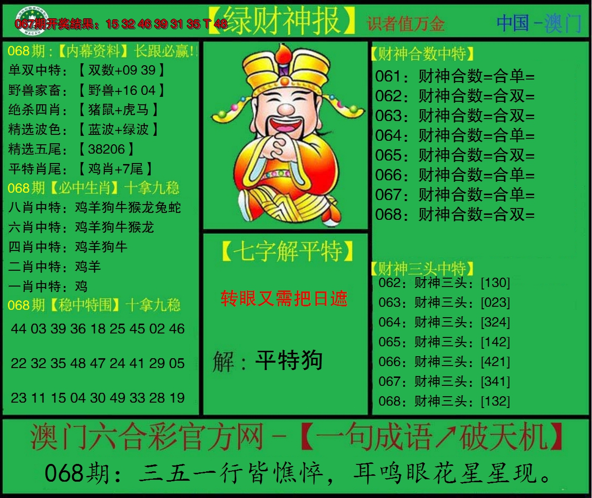 2025068期绿财神