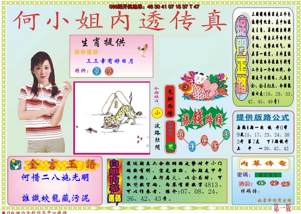 2025067期何小姐内部传真A