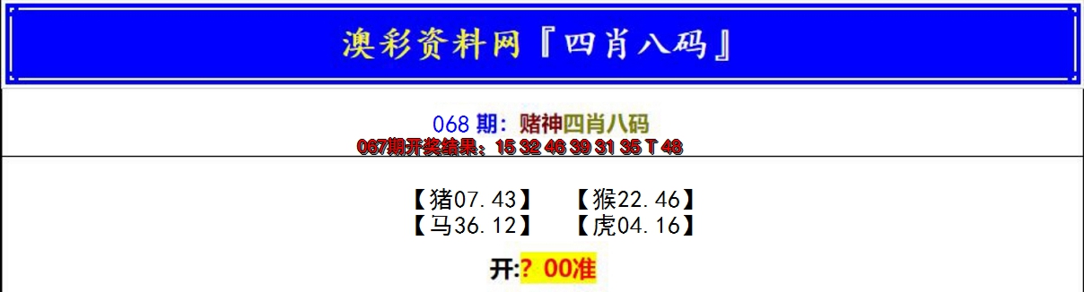 2025068期赌神四肖八码