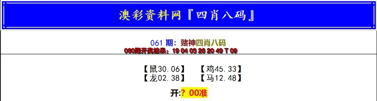 2025061期赌神四肖八码