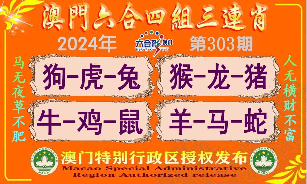 2024303期六合四组三连肖