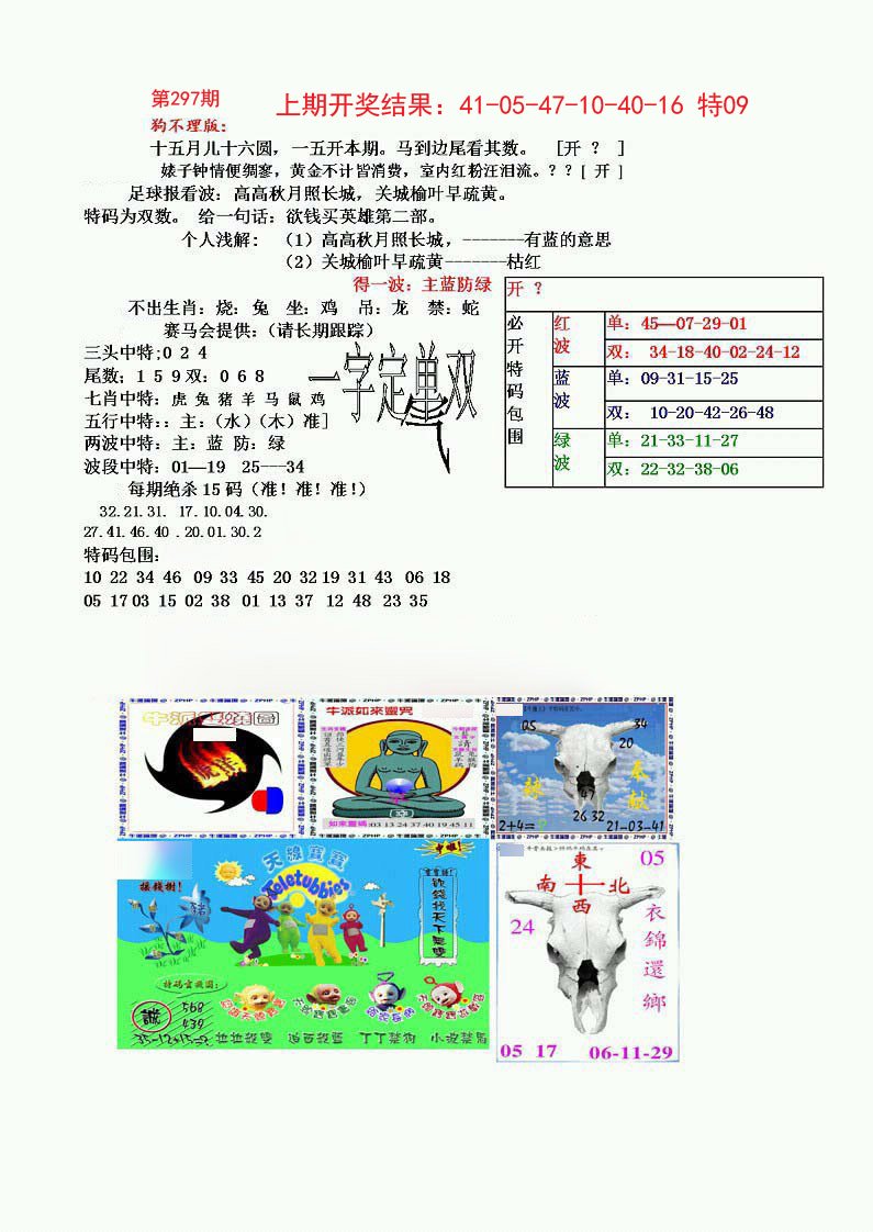 2024297期狗不理特码报