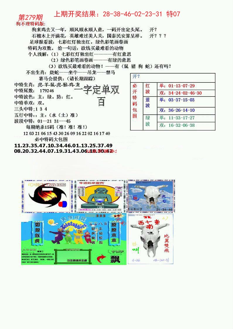 2024279期狗不理特码报