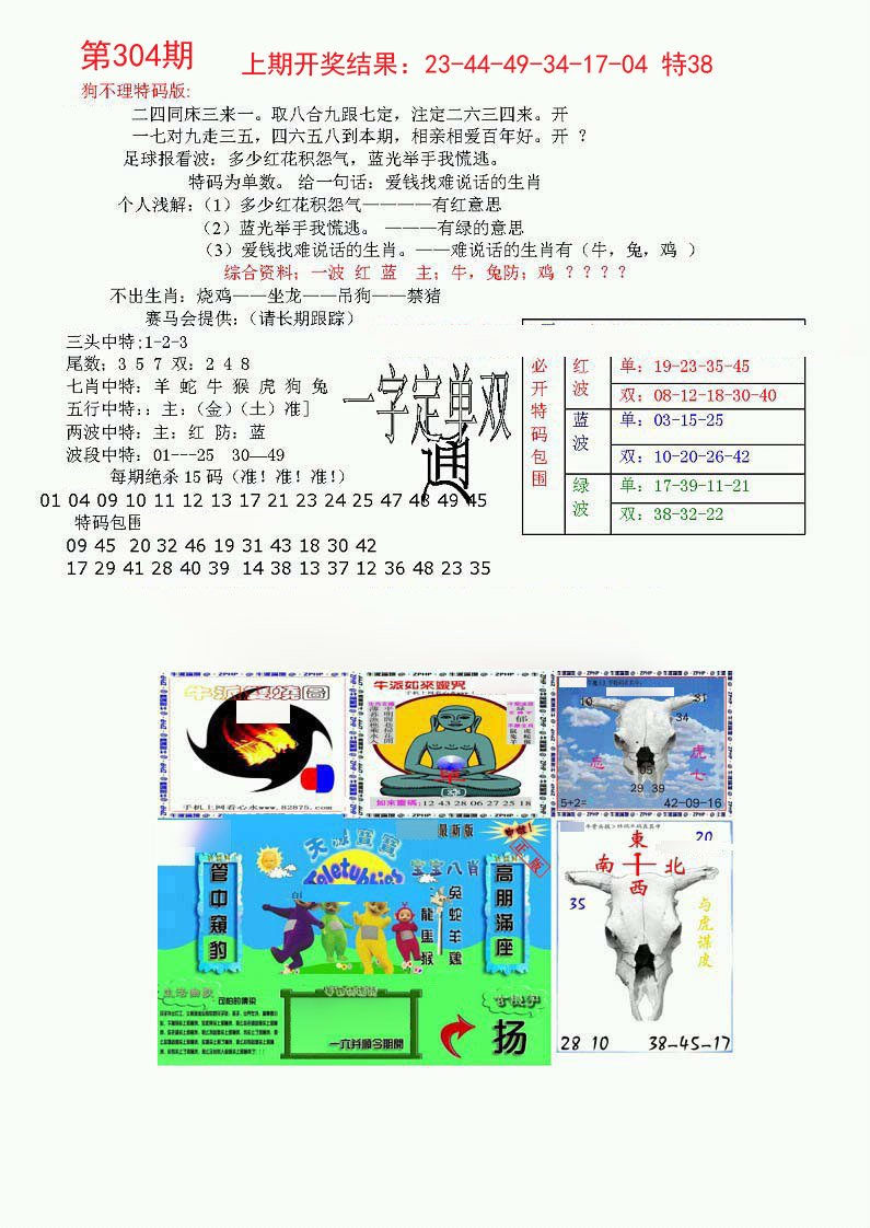 2024304期狗不理特码报