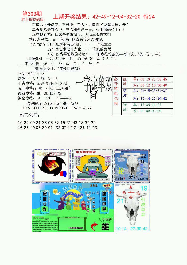2024303期狗不理特码报