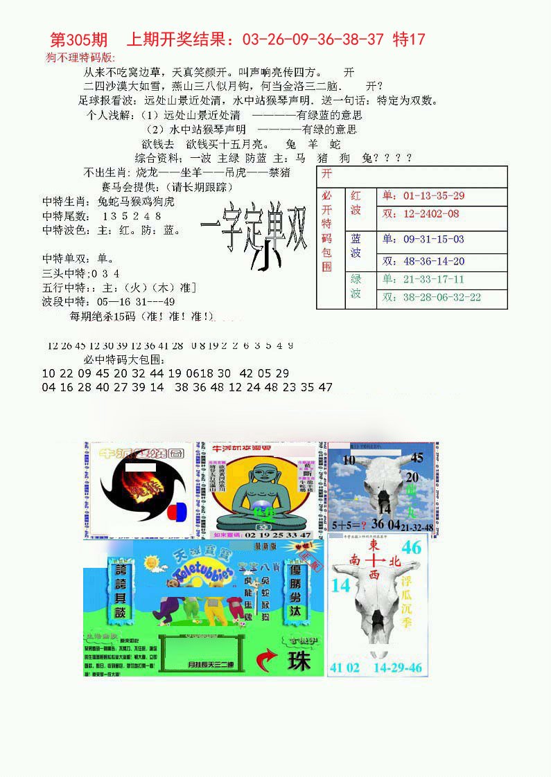 2024305期狗不理特码报