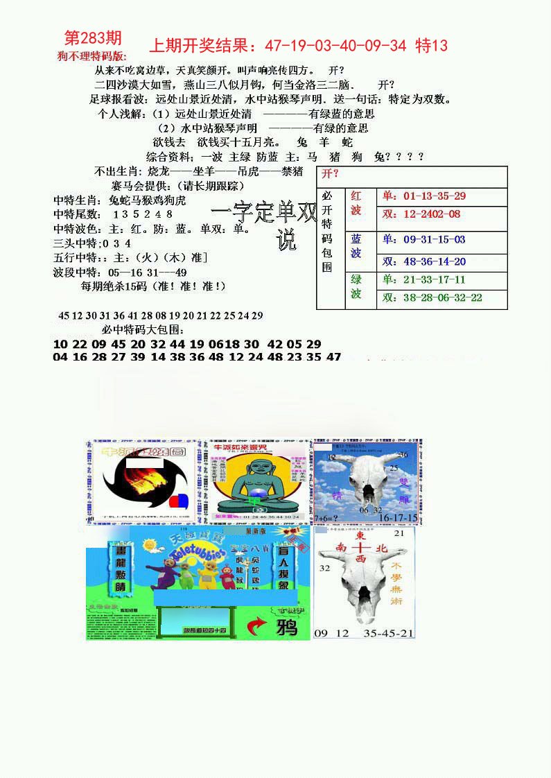 2024283期狗不理特码报