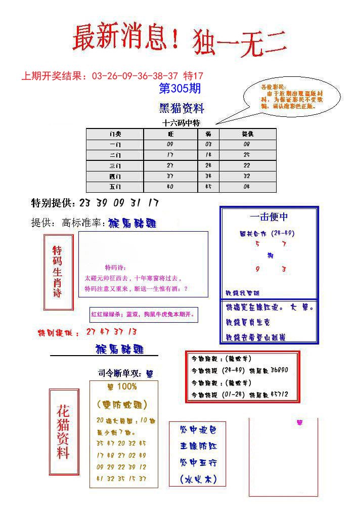 2024305期独一无二