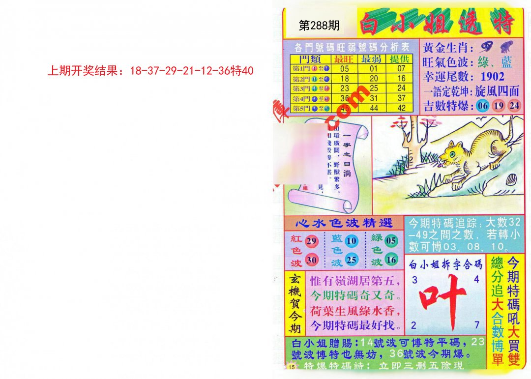 2024288期白小姐透特