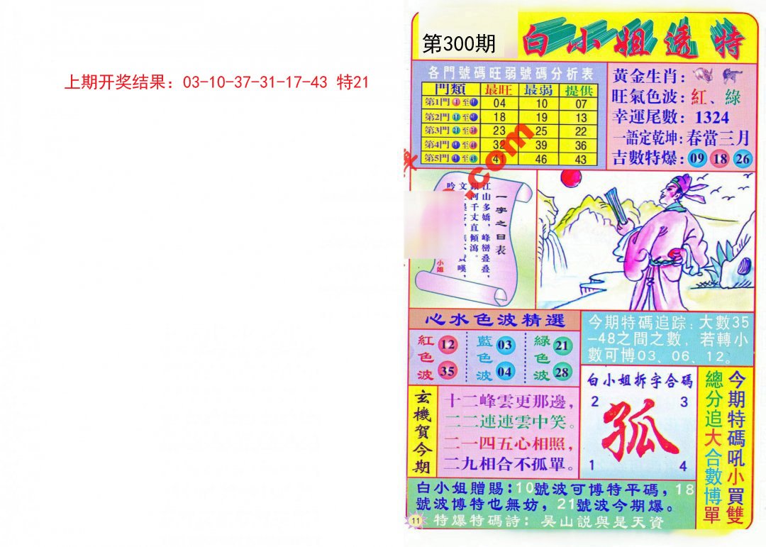 2024300期白小姐透特