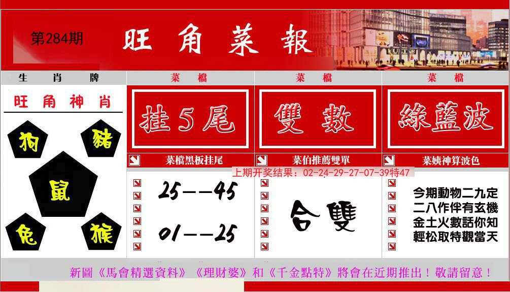 2024284期旺角菜报