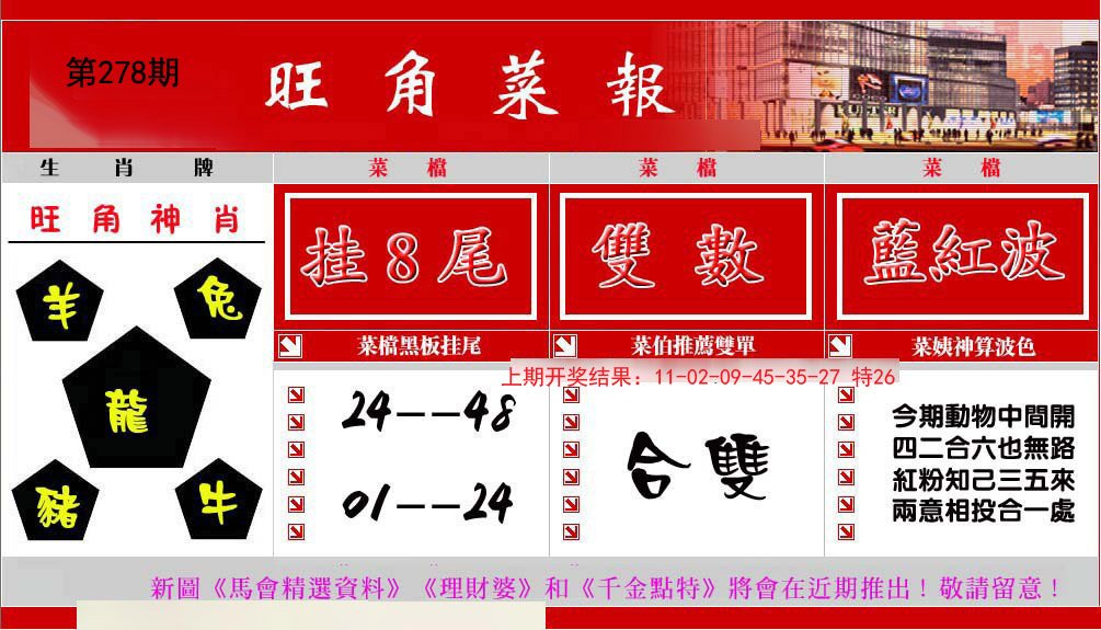 2024278期旺角菜报