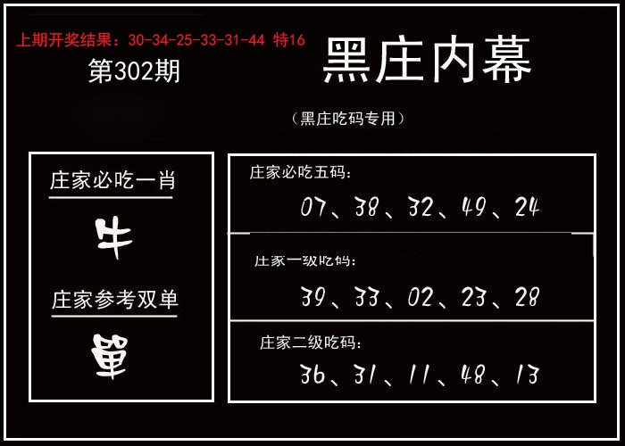 2024302期黑庄内幕