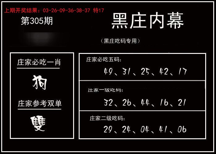 2024305期黑庄内幕