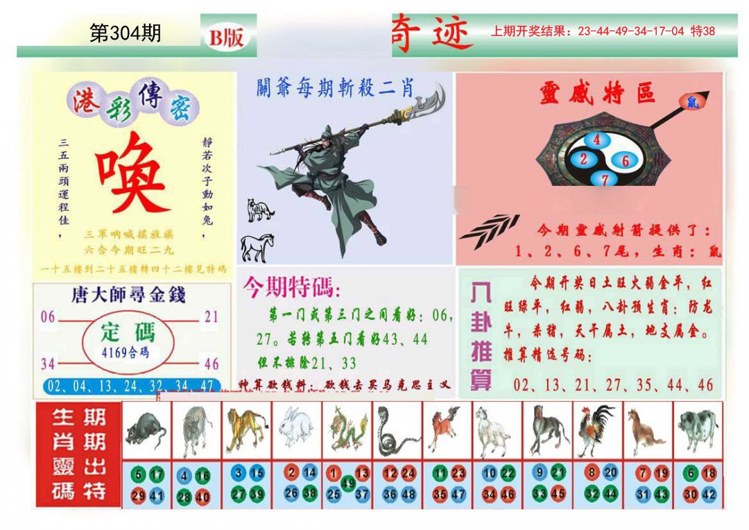 2024304期九龍奇迹B(推荐)