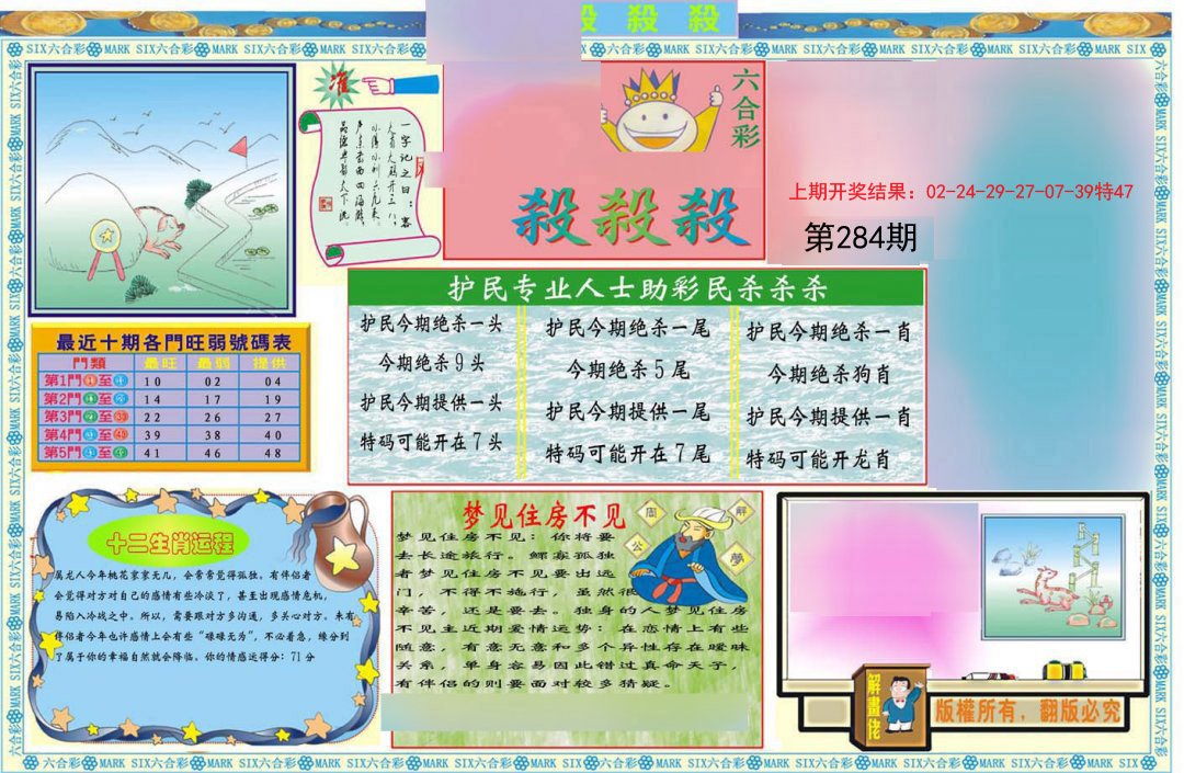 2024284期九龍杀杀杀A(推荐)